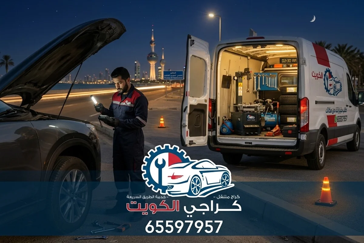 فني البنشر لدينا يقوم بتصليح وتبديل بنشر على الطريق على مدار 24 ساعة في الكويت
